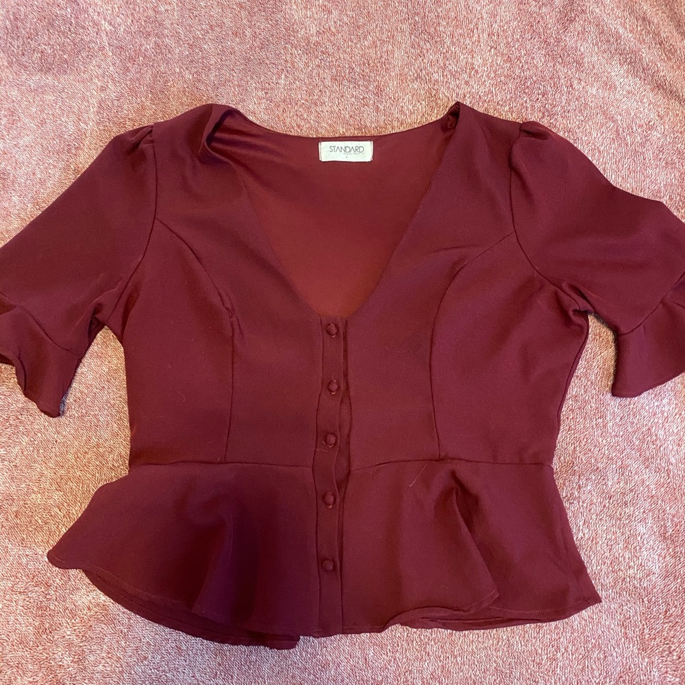 Burgundy Peplum Top